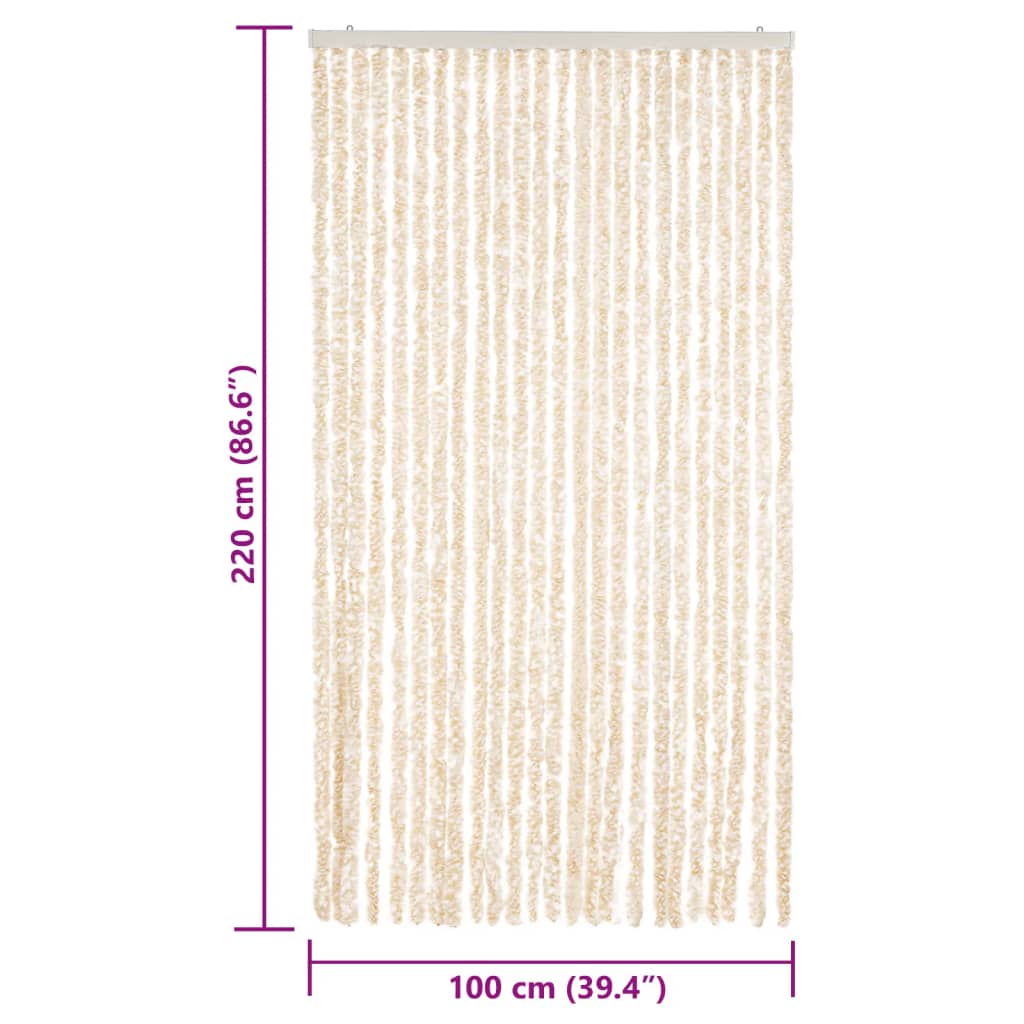 Tenda Antimosche Beige e Bianca 100x220 cm in Ciniglia