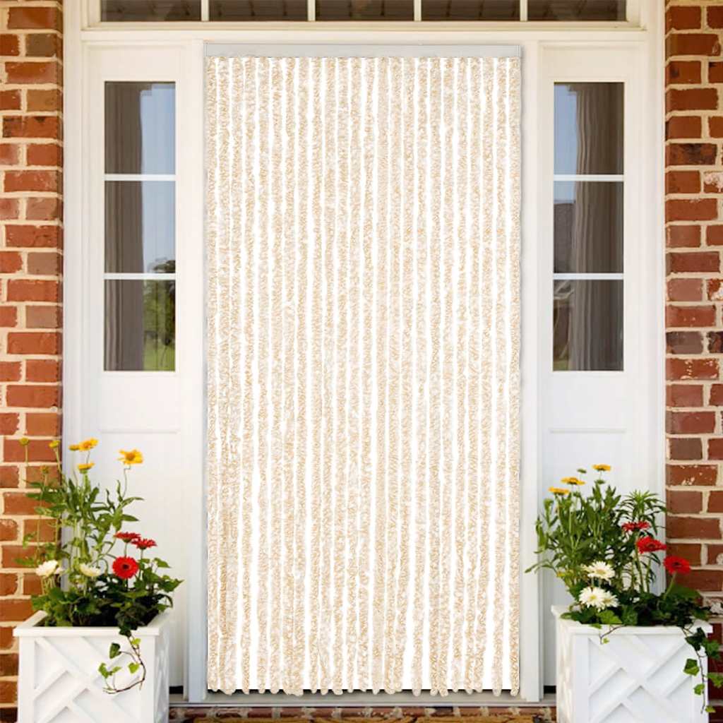 Tenda Antimosche Beige e Bianca 100x230 cm in Ciniglia