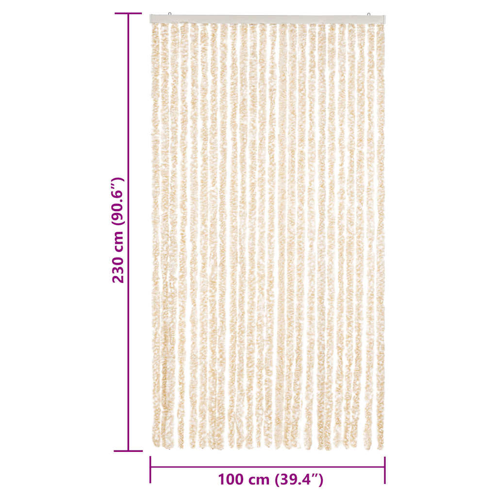 Tenda Antimosche Beige e Bianca 100x230 cm in Ciniglia