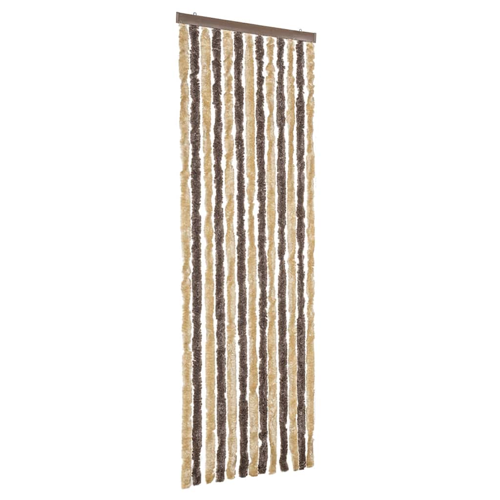 Tenda Antimosche Marrone Scuro e Beige 56x185 cm in Ciniglia