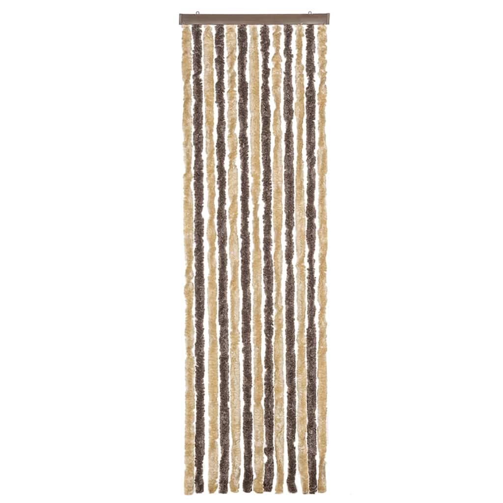 Tenda Antimosche Marrone Scuro e Beige 56x185 cm in Ciniglia