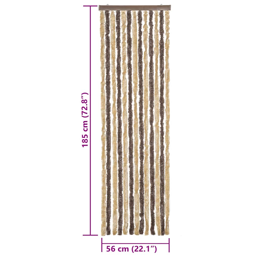 Tenda Antimosche Marrone Scuro e Beige 56x185 cm in Ciniglia