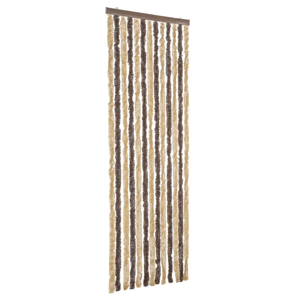 Tenda Antimosche Marrone Scuro e Beige 56x200 cm in Ciniglia