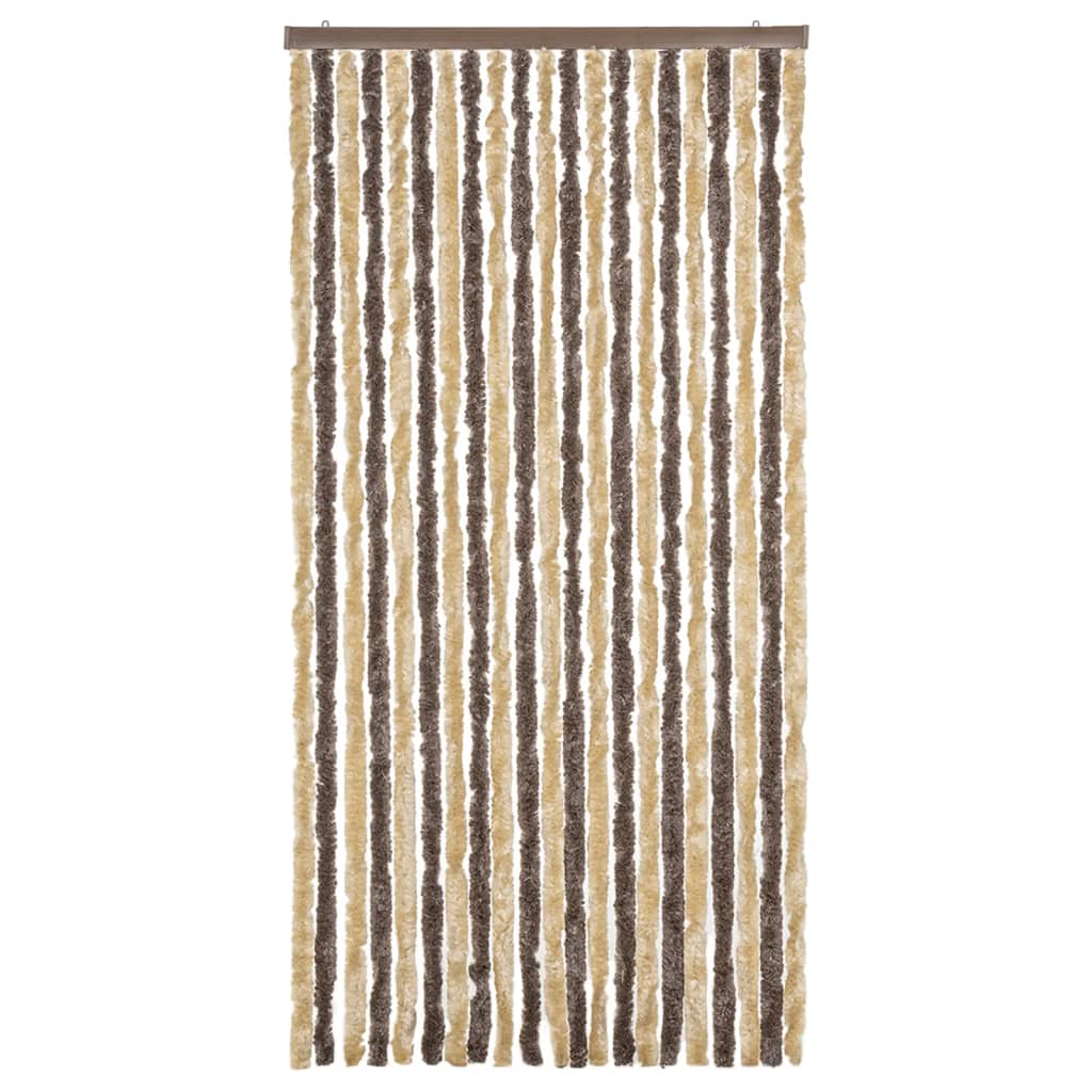 Tenda Antimosche Marrone Scuro e Beige 90x200 cm in Ciniglia
