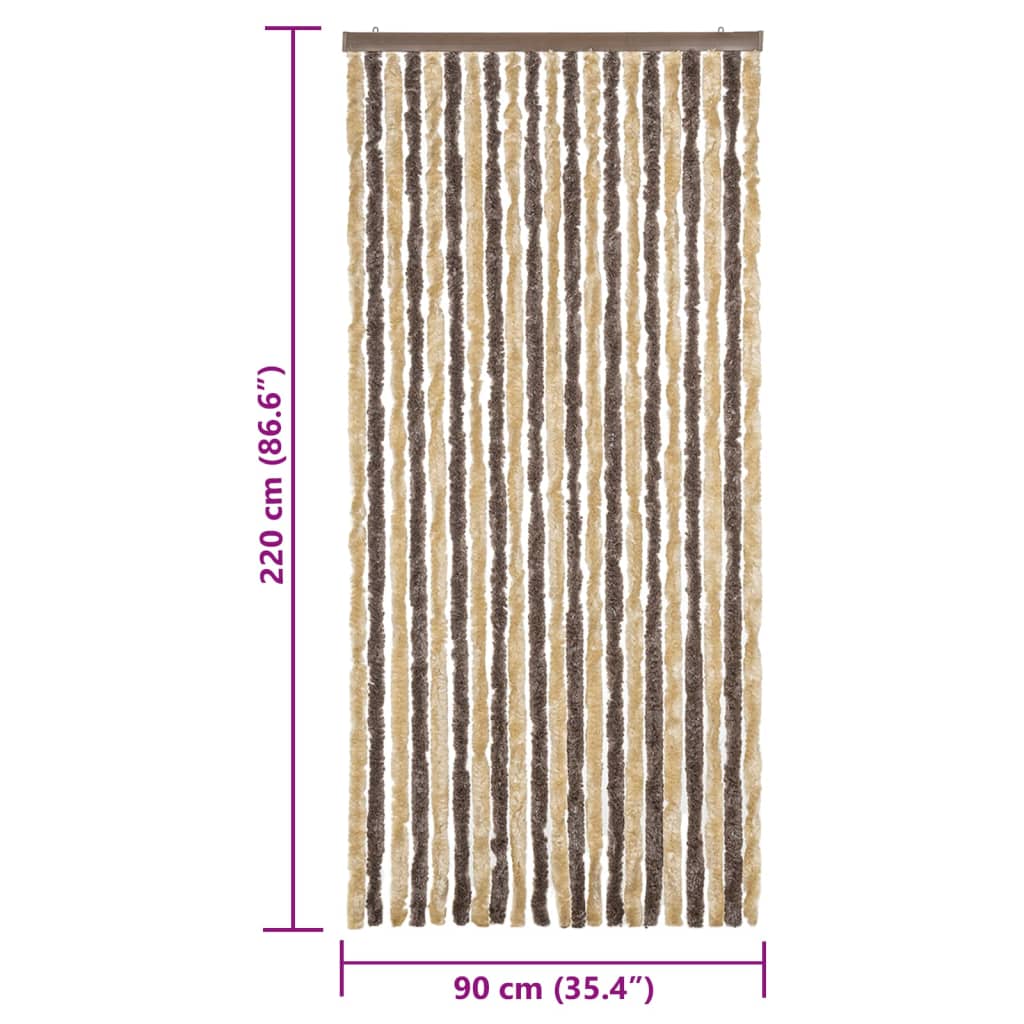Tenda Antimosche Marrone Scuro e Beige 90x220 cm in Ciniglia