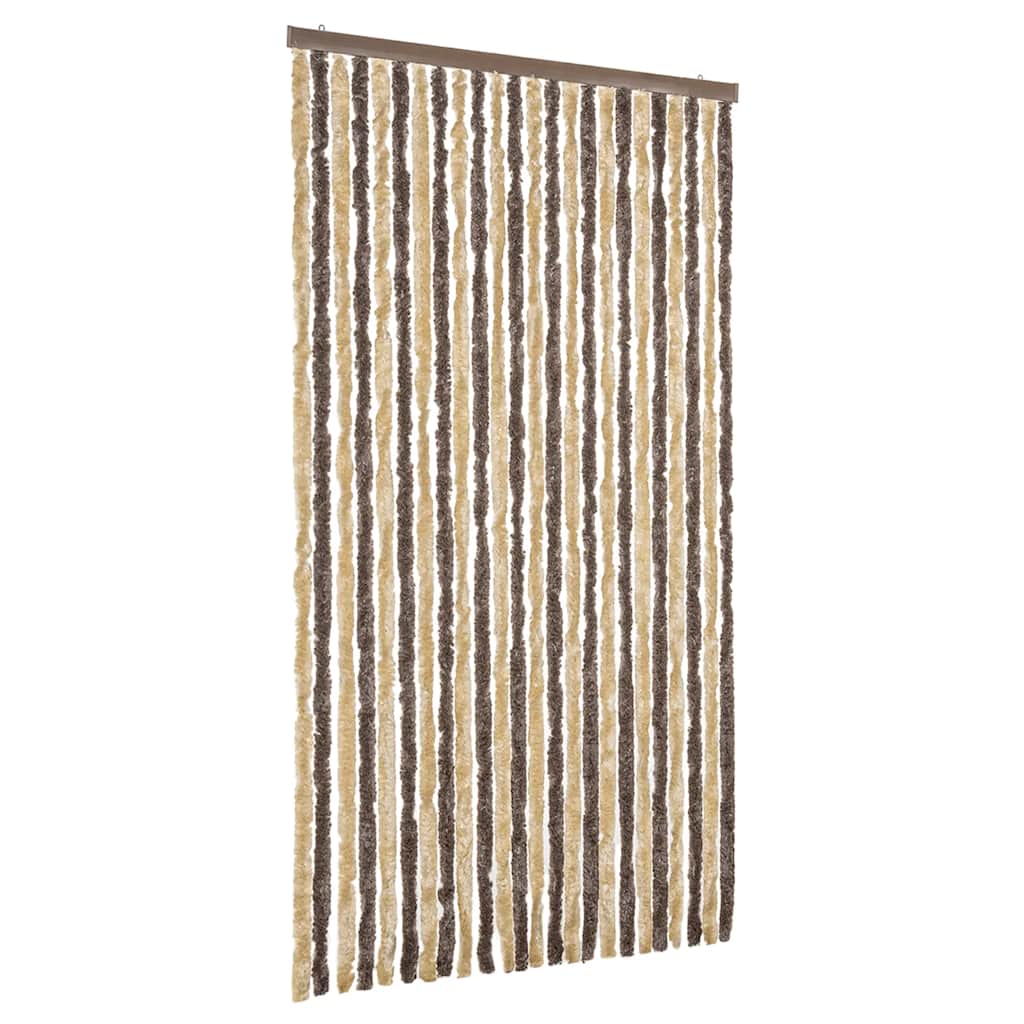 Tenda Antimosche Marrone Scuro e Beige 100x220 cm in Ciniglia