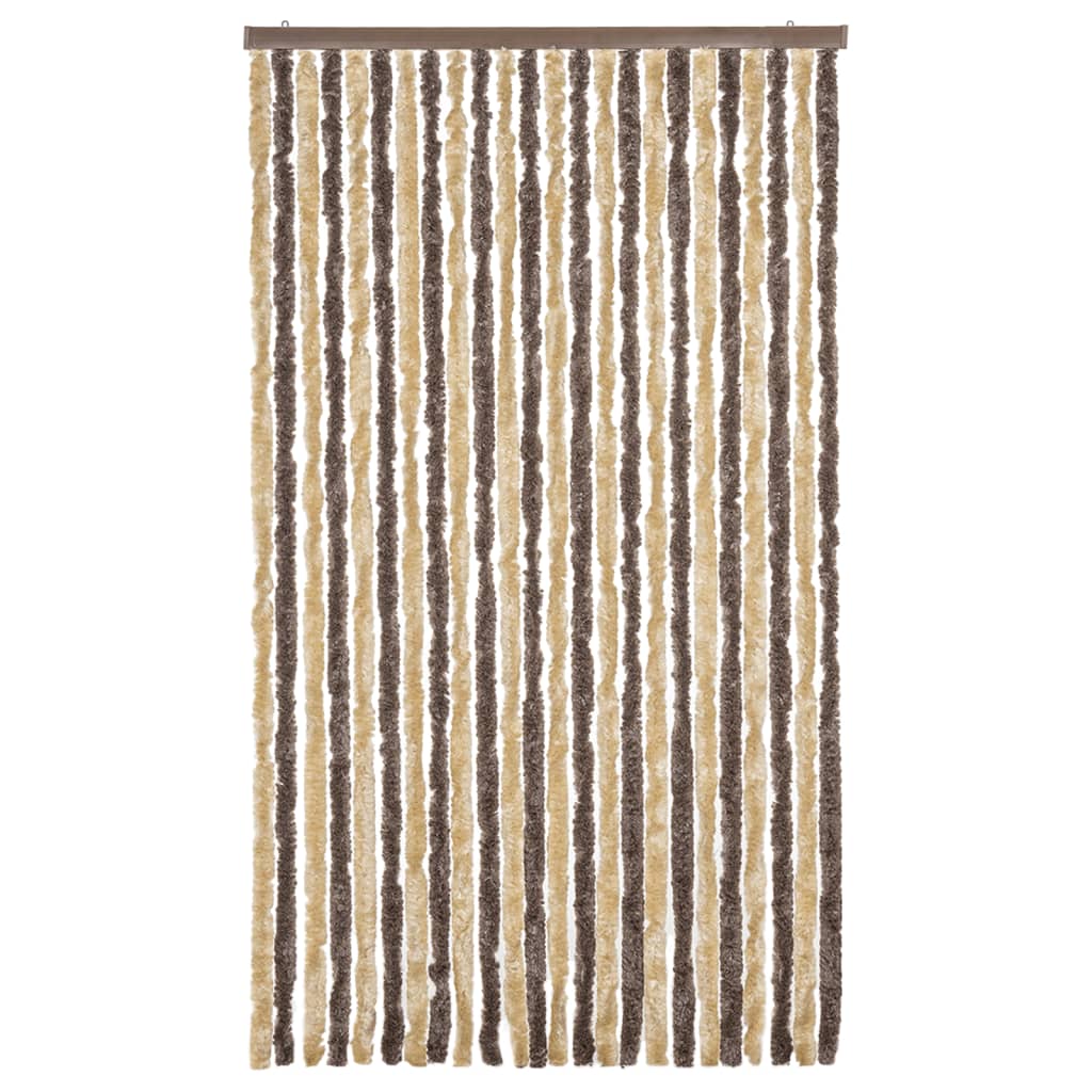 Tenda Antimosche Marrone Scuro e Beige 100x230 cm in Ciniglia