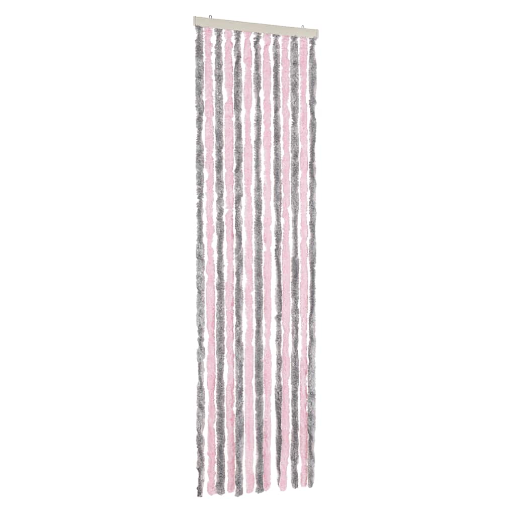Tenda Antimosche Grigio Argento e Rosa 56x185 cm in Ciniglia