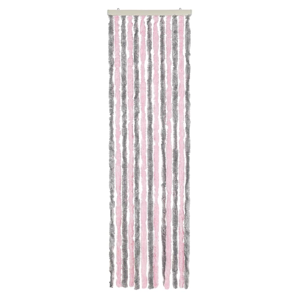Tenda Antimosche Grigio Argento e Rosa 56x185 cm in Ciniglia