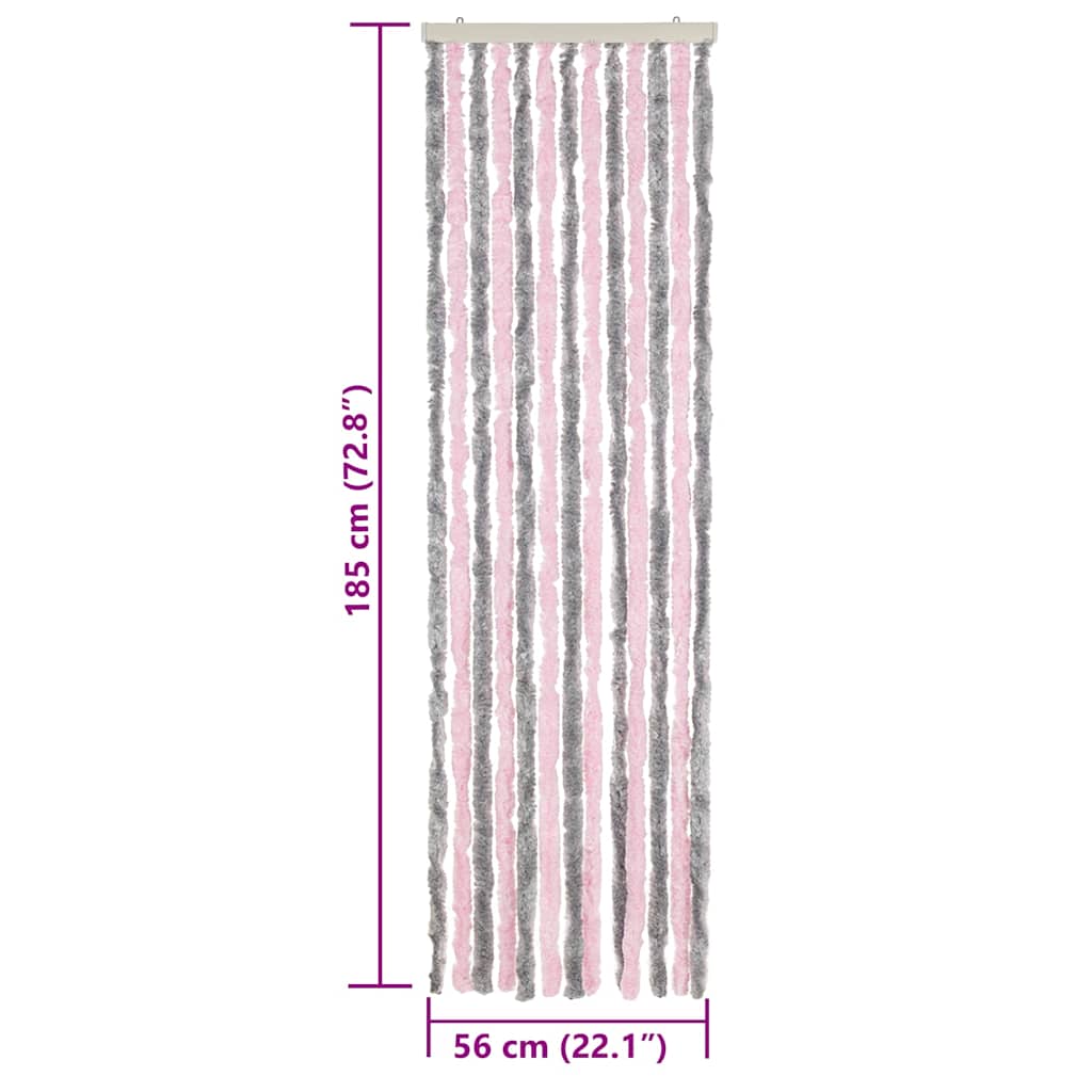 Tenda Antimosche Grigio Argento e Rosa 56x185 cm in Ciniglia