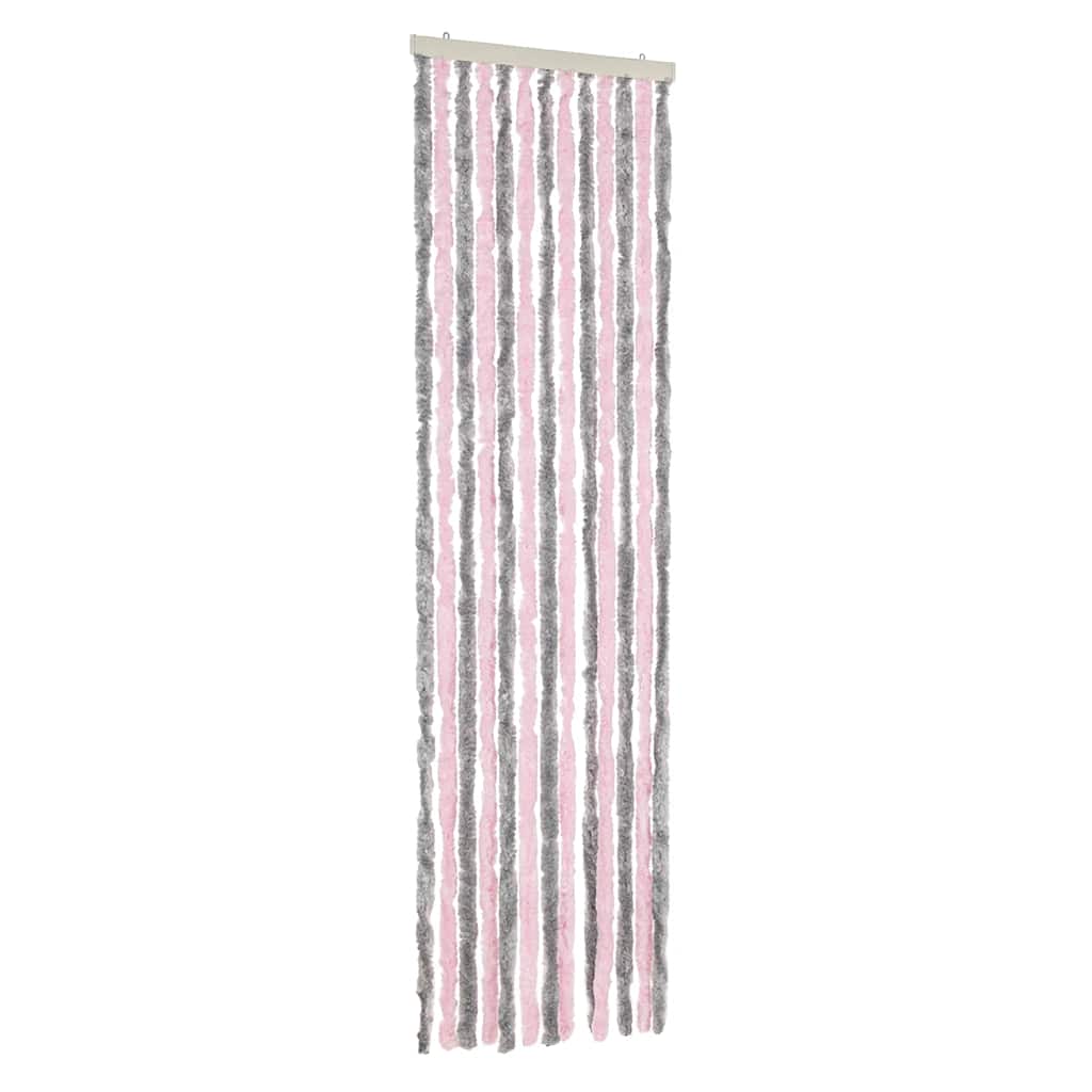 Tenda Antimosche Grigio Argento e Rosa 56x200 cm in Ciniglia