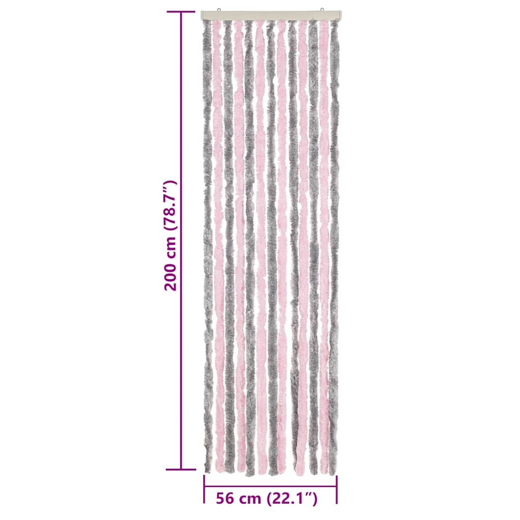 Tenda Antimosche Grigio Argento e Rosa 56x200 cm in Ciniglia