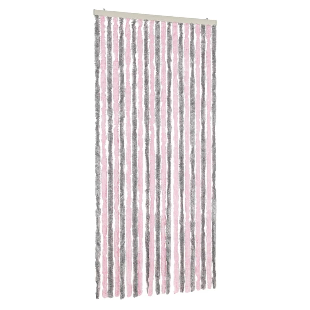 Tenda Antimosche Grigio Argento e Rosa 90x200 cm in Ciniglia