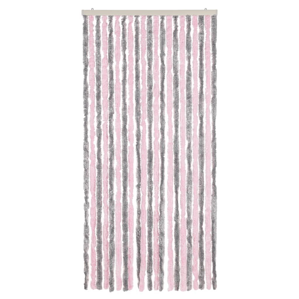 Tenda Antimosche Grigio Argento e Rosa 90x200 cm in Ciniglia