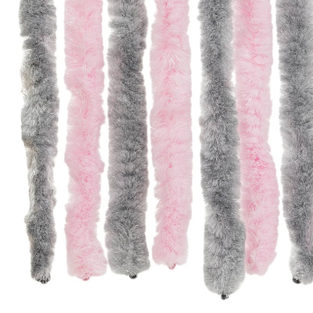 Tenda Antimosche Grigio Argento e Rosa 90x220 cm in Ciniglia