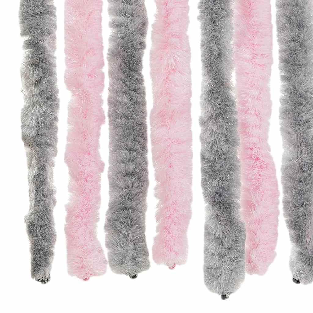 Tenda Antimosche Grigio Argento e Rosa 100x200 cm in Ciniglia