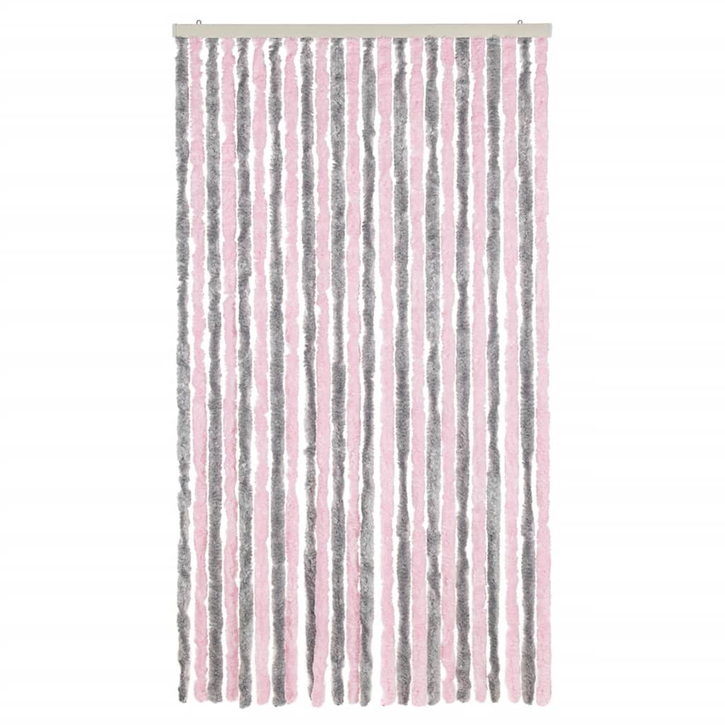 Tenda Antimosche Grigio Argento e Rosa 100x220 cm in Ciniglia