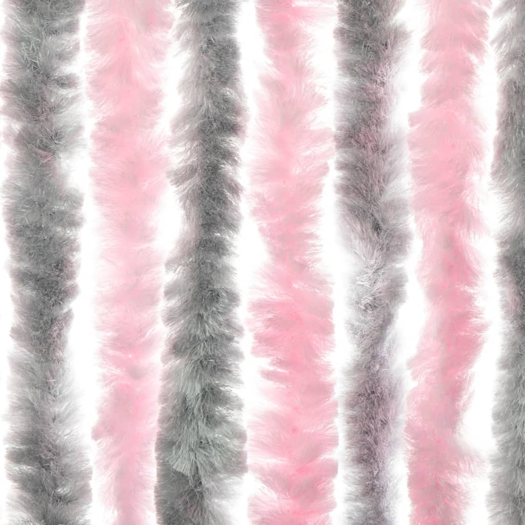 Tenda Antimosche Grigio Argento e Rosa 100x220 cm in Ciniglia
