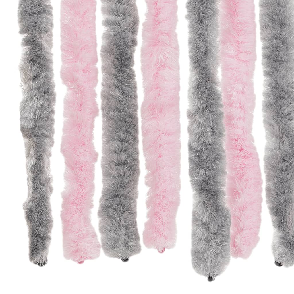 Tenda Antimosche Grigio Argento e Rosa 100x220 cm in Ciniglia