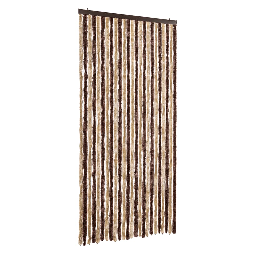 Tenda Antimosche Beige e Marrone Chiaro 100x230 cm in Ciniglia
