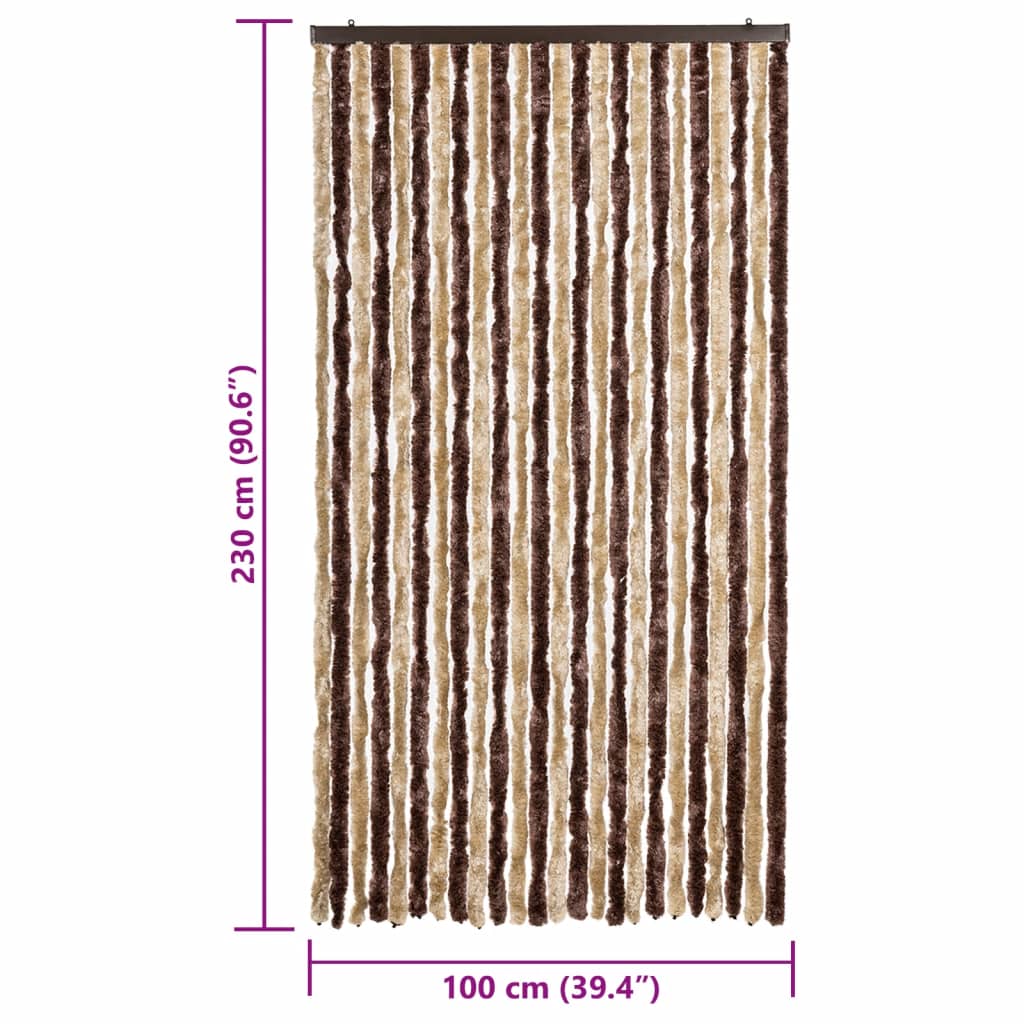 Tenda Antimosche Beige e Marrone Chiaro 100x230 cm in Ciniglia