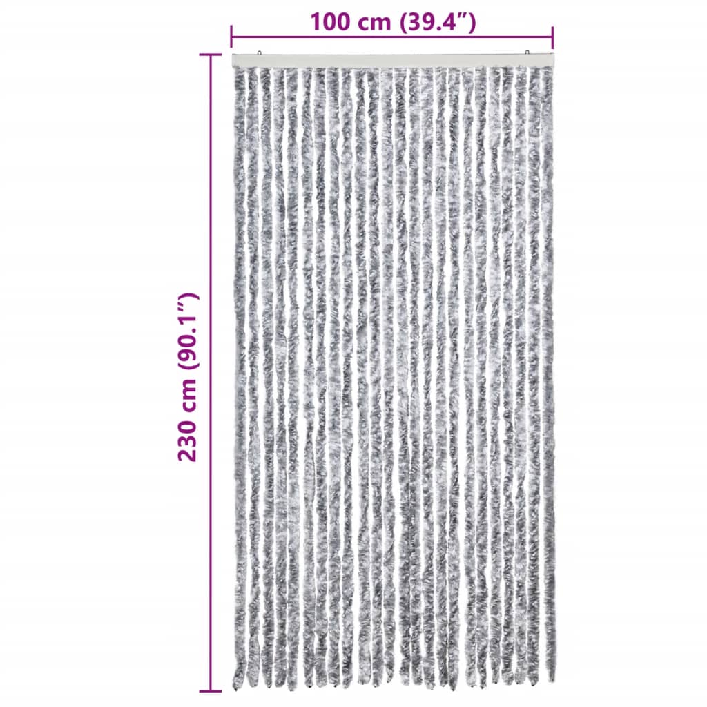 Tenda Antimosche Grigio e Bianca 100x230 cm in Ciniglia