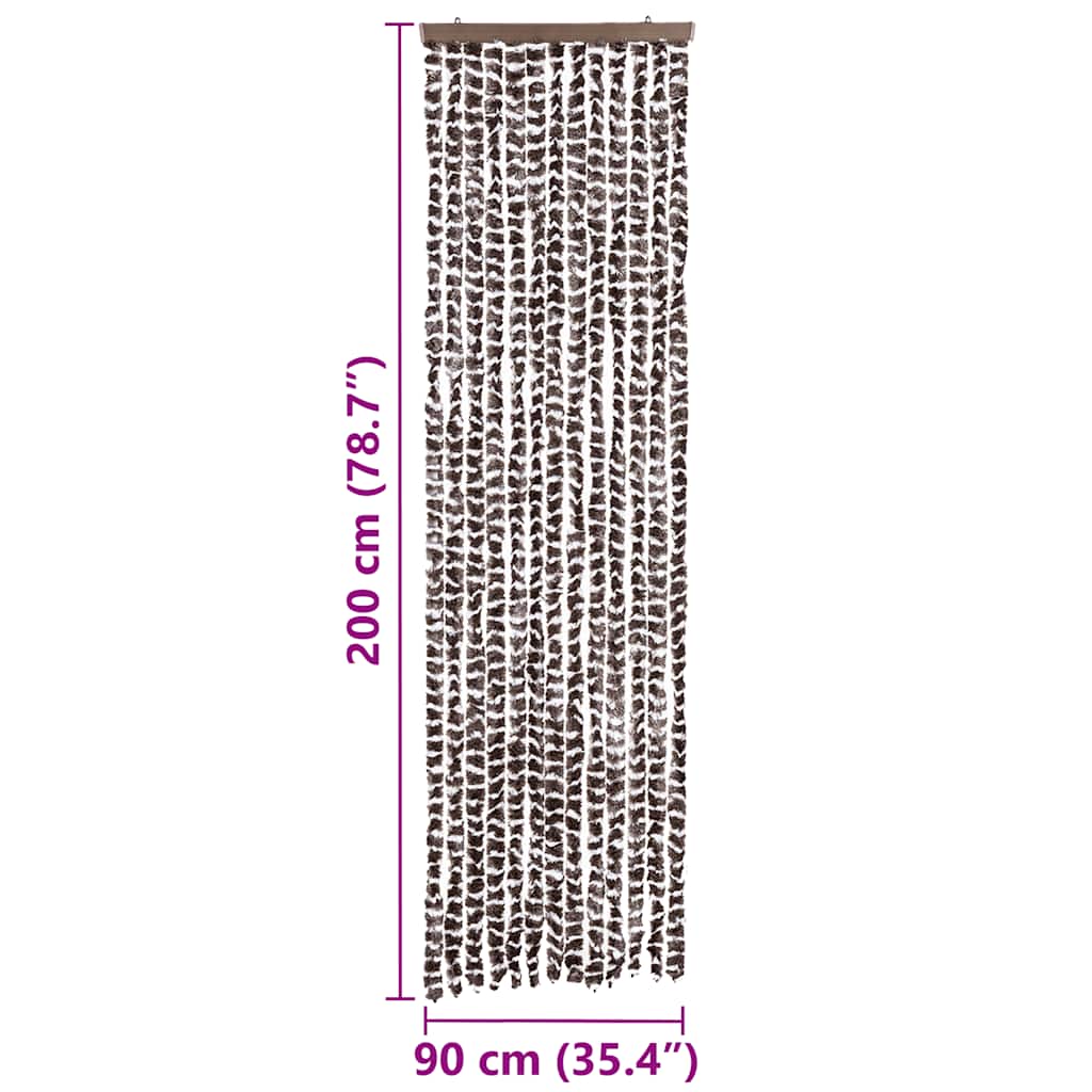 Tenda Antimosche Beige e Marrone 56x200 cm in Ciniglia