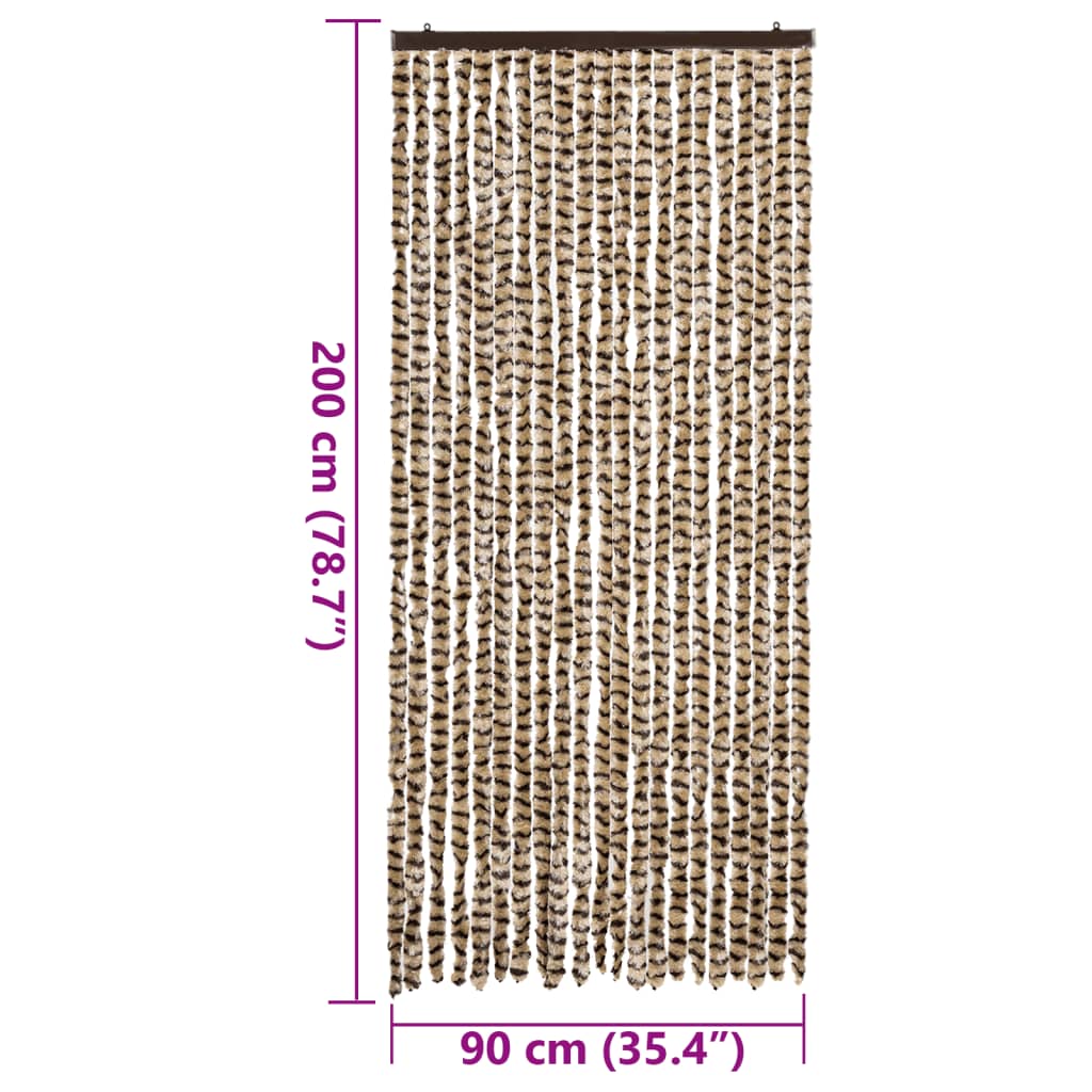 Tenda Antimosche Beige e Marrone 90x200 cm in Ciniglia