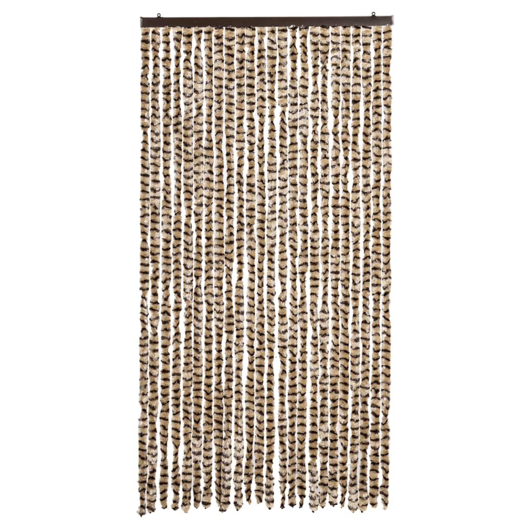 Tenda Antimosche Beige e Marrone 100x230 cm in Ciniglia