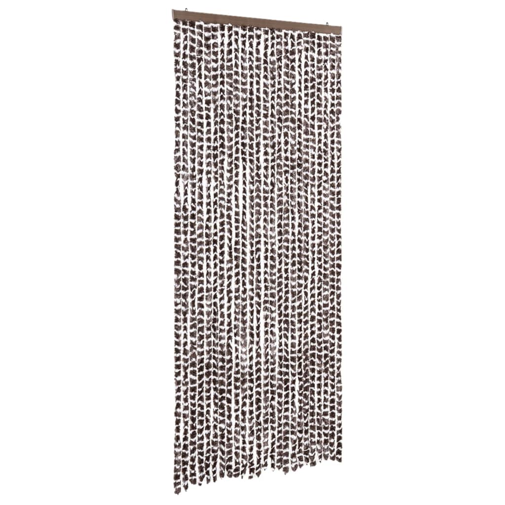 Tenda Antimosche Marrone e Bianca 100x230 cm in Ciniglia