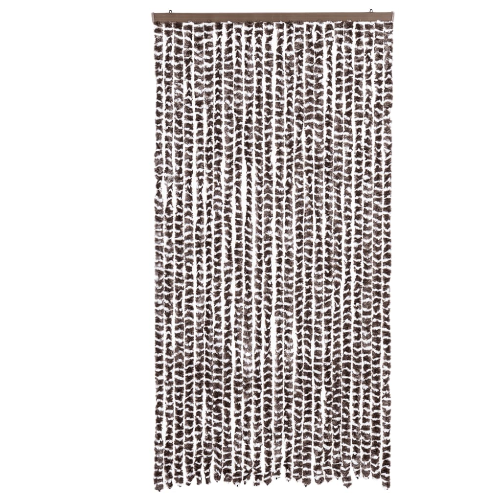 Tenda Antimosche Marrone e Bianca 100x230 cm in Ciniglia