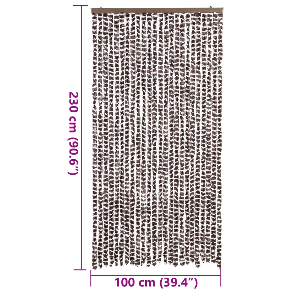 Tenda Antimosche Marrone e Bianca 100x230 cm in Ciniglia