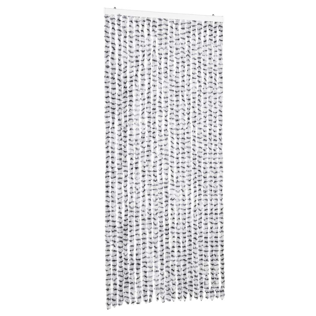 Tenda Antimosche Grigio Chiaro e Grigio Scuro 90x200cm Ciniglia