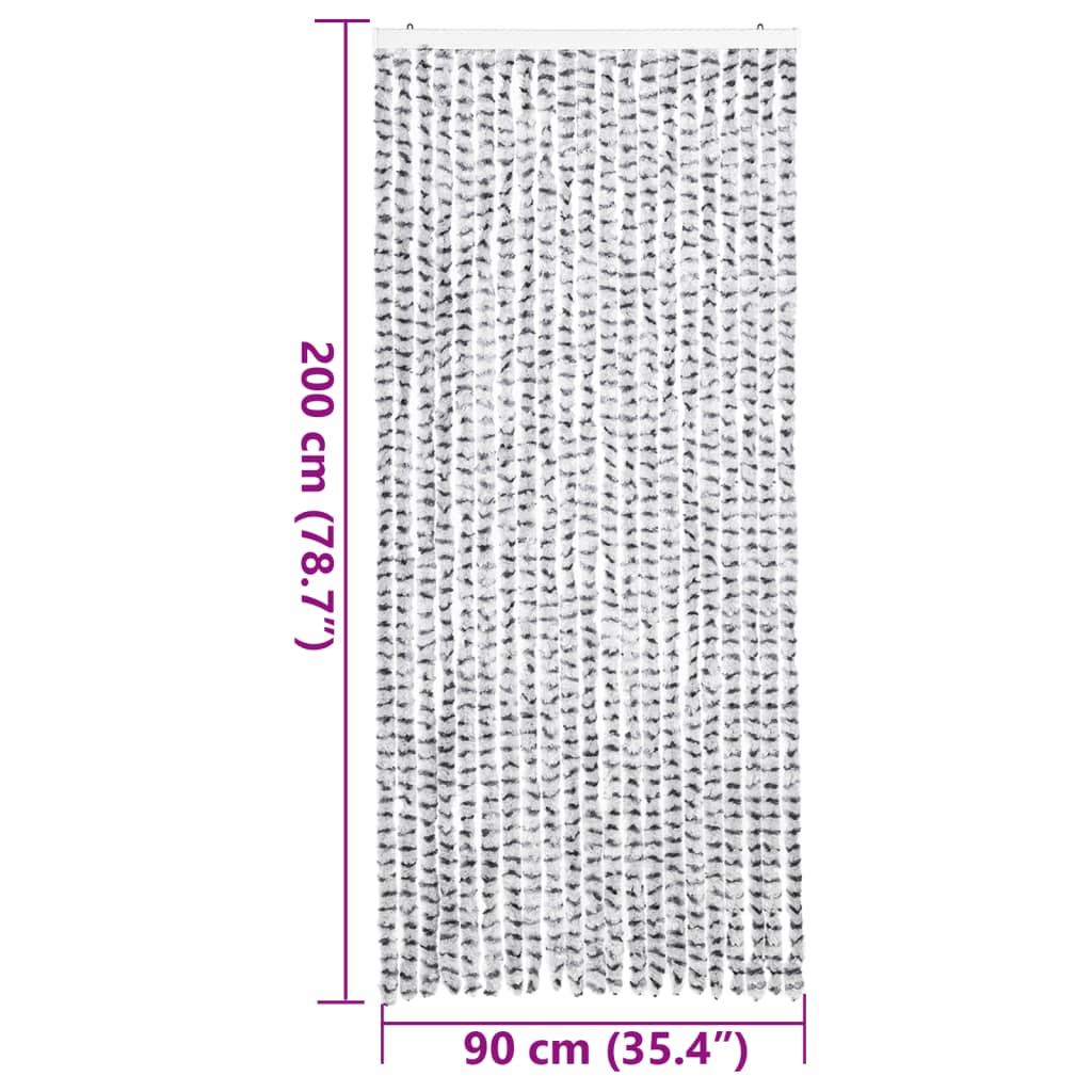 Tenda Antimosche Grigio Chiaro e Grigio Scuro 90x200cm Ciniglia