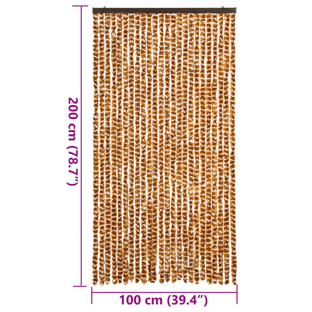 Tenda Antimosche Ocra e Bianca 100x200 cm in Ciniglia