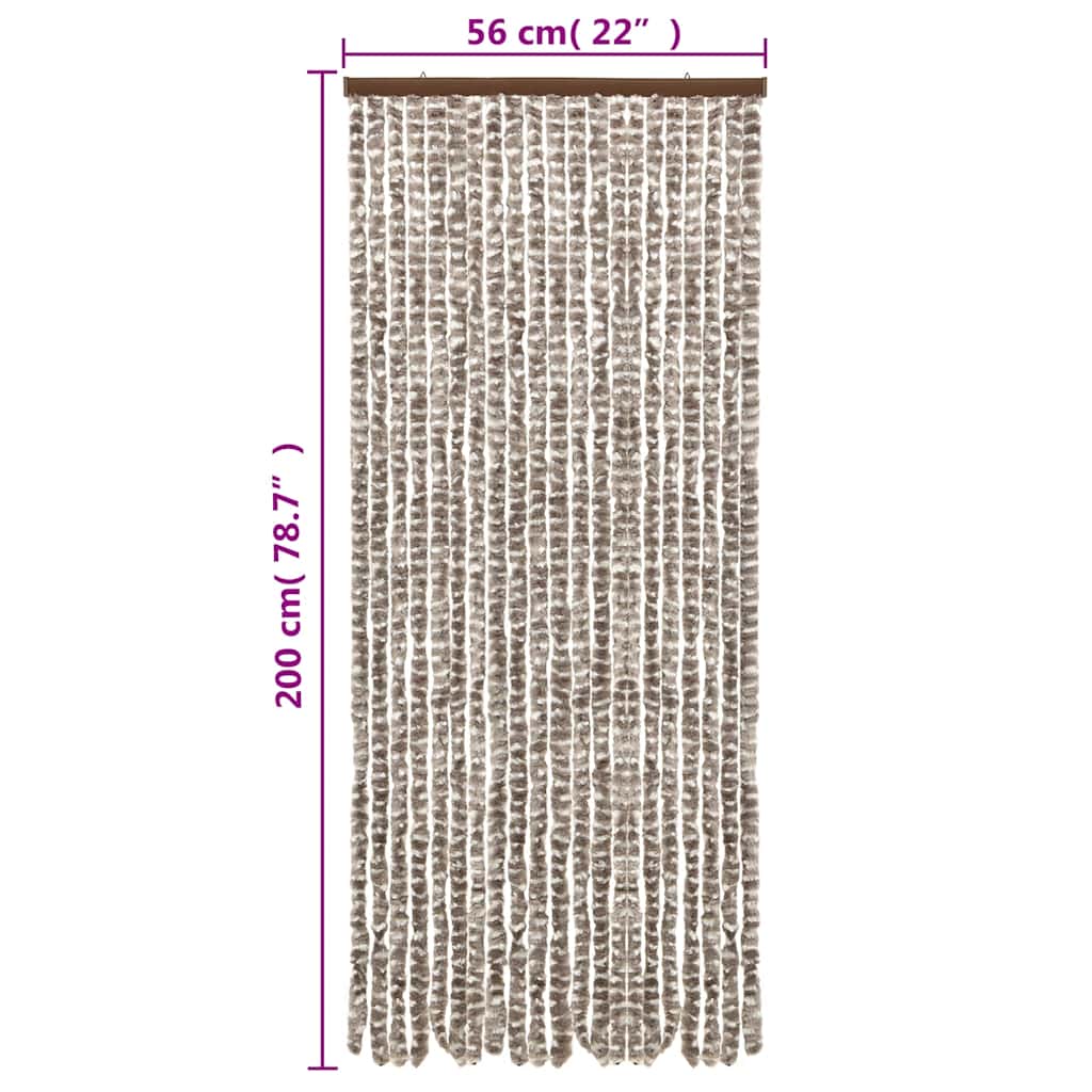 Tenda Antimosche Tortora e Bianca 56x200 cm in Ciniglia