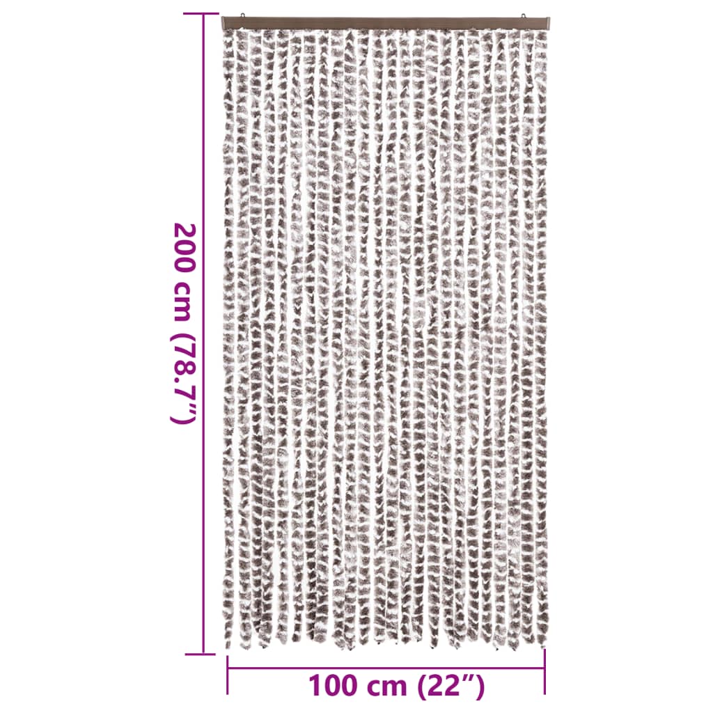 Tenda Antimosche Tortora e Bianca 100x200 cm in Ciniglia