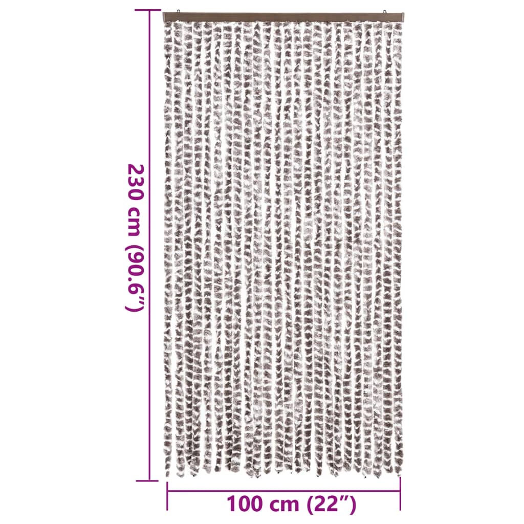 Tenda Antimosche Tortora e Bianca 100x230 cm in Ciniglia