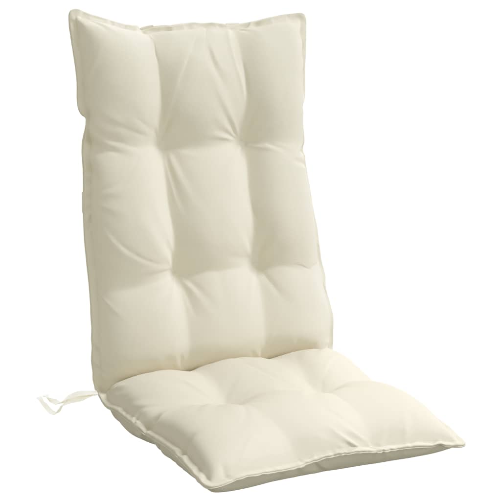 Cuscini per Sedia con Schienale Alto 4 pz Crema Tessuto Oxford