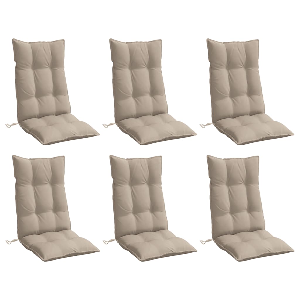 Cuscini per Sedia con Schienale Alto 6pz Tortora Tessuto Oxford