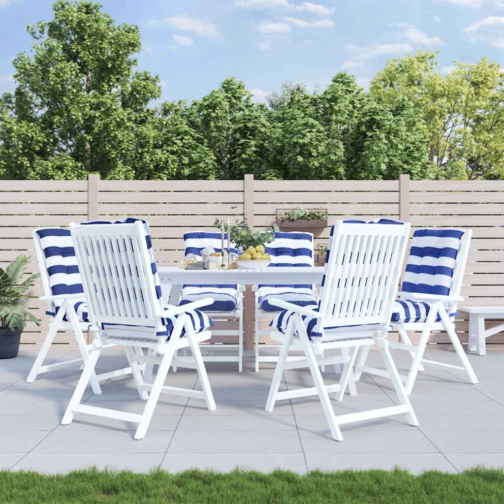 Cuscino da Esterno 6 pz Tessuto Strisce Blu e Bianche