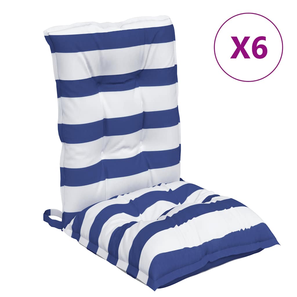 Cuscino da Esterno 6 pz Tessuto Strisce Blu e Bianche