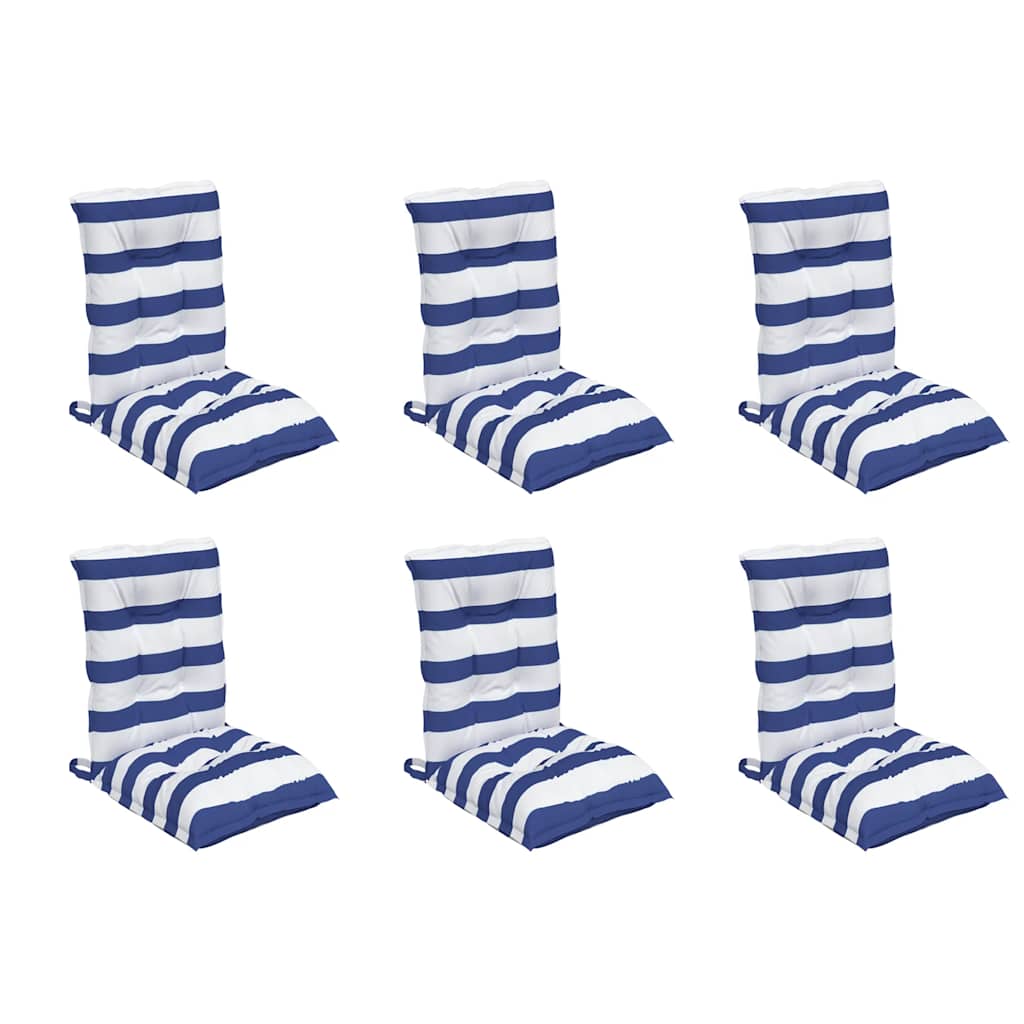 Cuscino da Esterno 6 pz Tessuto Strisce Blu e Bianche