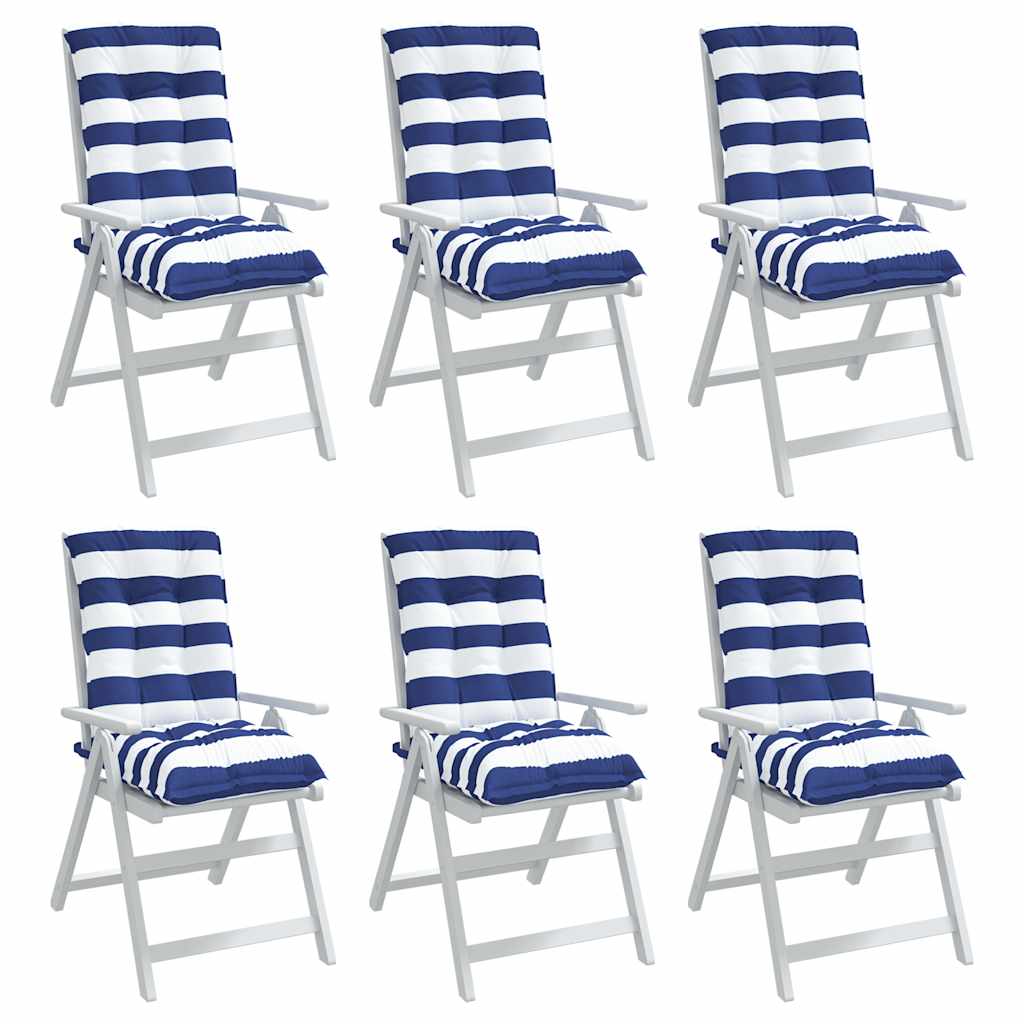 Cuscino da Esterno 6 pz Tessuto Strisce Blu e Bianche