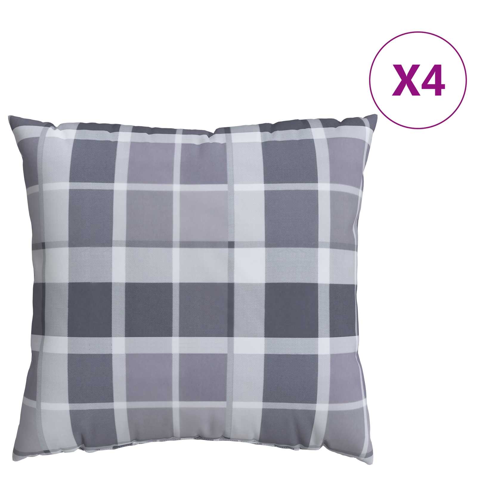 Cuscino da Esterno 4 pz Tessuto Grigio a quadri 50 x 50 cm