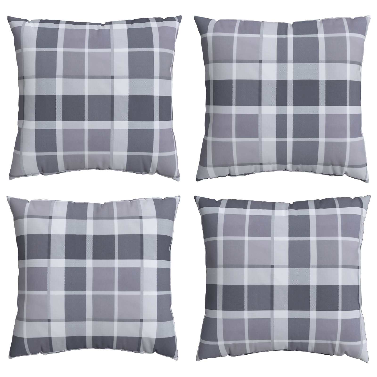 Cuscino da Esterno 4 pz Tessuto Grigio a quadri 60 x 60 cm