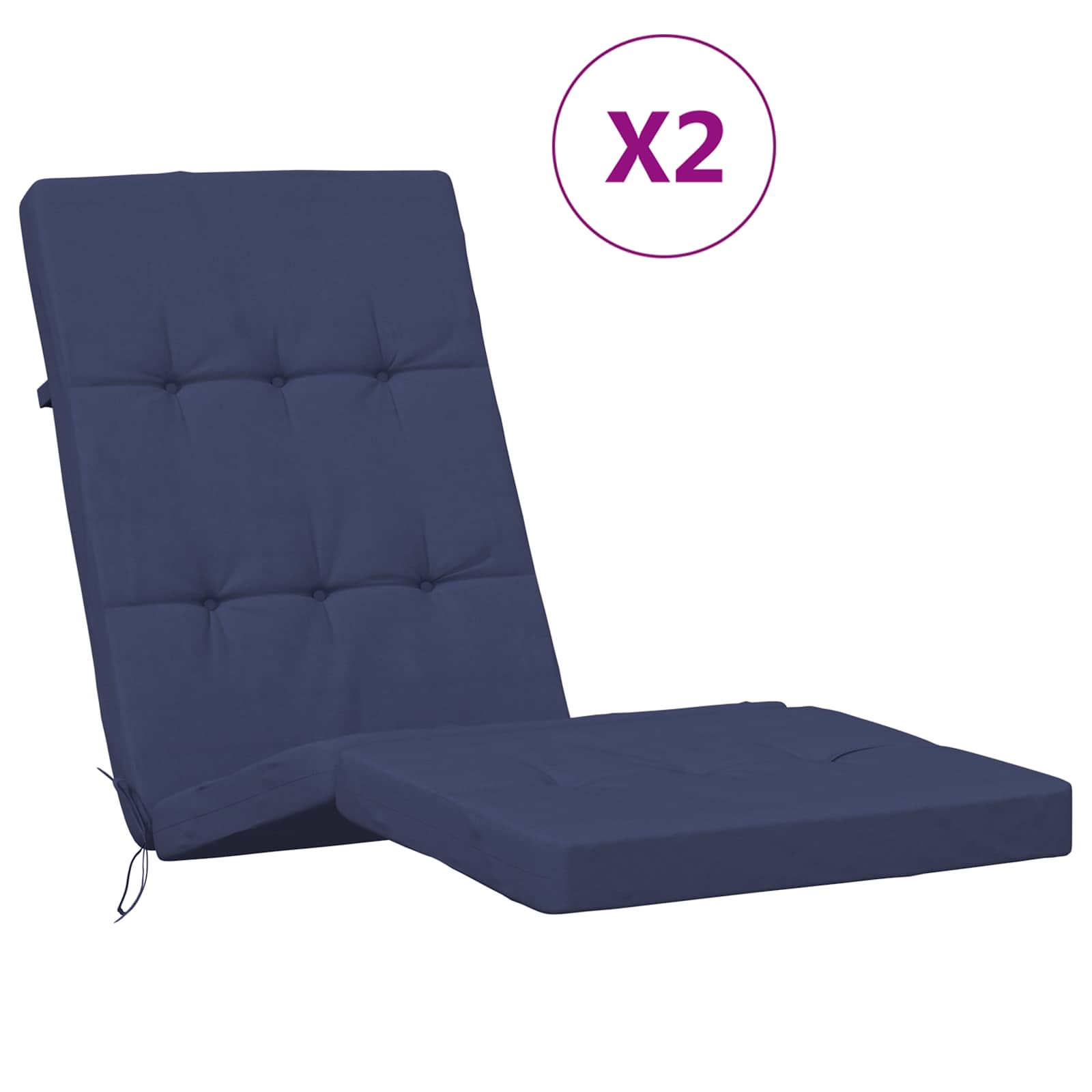 Cuscino da Esterno 2 pz Tessuto Blu navy 180 x 55 x 7 cm