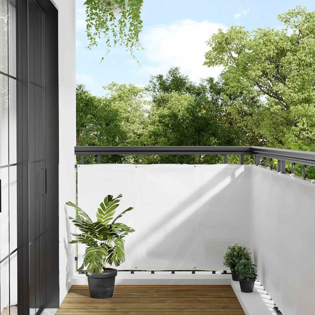 Paravento da Balcone Bianco 90x700 cm 100% Poliestere Oxford