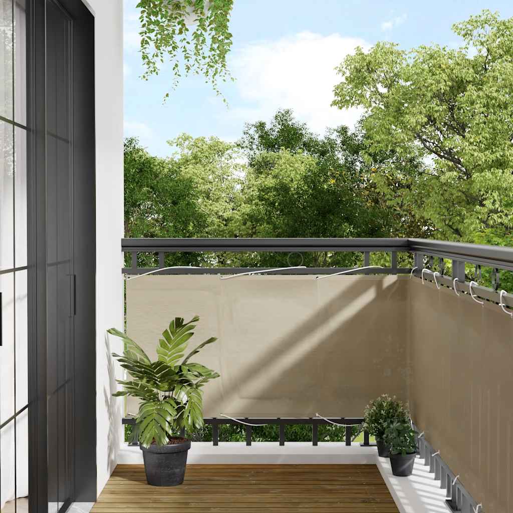 Paravento da Balcone Beige 75x700 cm 100% Poliestere Oxford