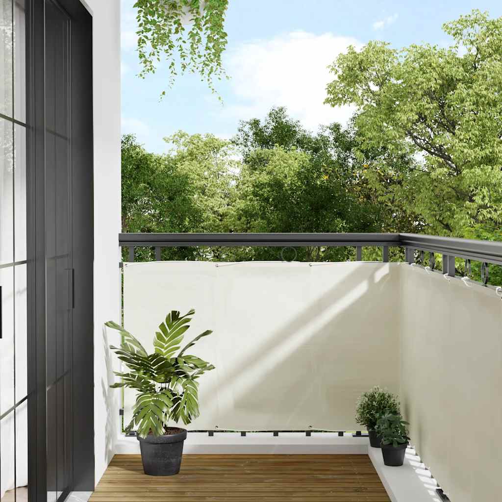 Paravento da Balcone Crema 90x700 cm 100% Poliestere Oxford